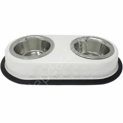 Miska Yarro metalowa podwójna na białej podstawie 2*16,5cm