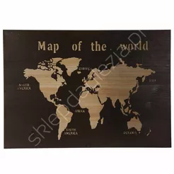 Mapa świata  38x58x3cm ciemny brąz