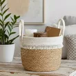 Wiklina Koszyk z trawy morskiej z frędzlami 37x31x32/44cm