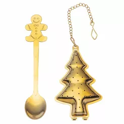 Łyżeczka i zaparzacz złoty do herbaty