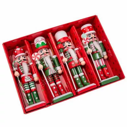 Dziadek do orzechów drewniany 12,5 cm  - zestaw 4 szt