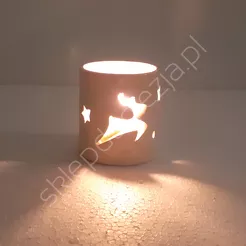 Świecznik cer walec biały,czerwony 7cm