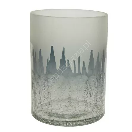 Świecznik szklany walec Drzewa 10x15,5cm