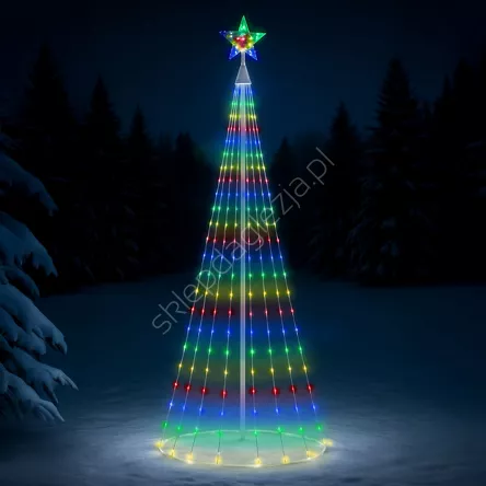 Choinka LED180cm multikolor z gwiazdą 320