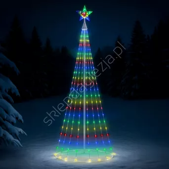 Choinka LED180cm multikolor z gwiazdą 320 
