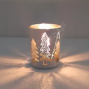 Świecznik szklany walec drzewo  7x8,5cm