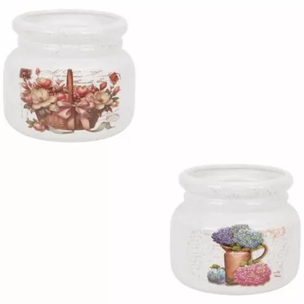 Doniczka ceramiczna 20*20*16,5 biała mix wzorów