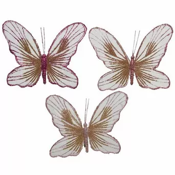 Klips Motyl różowy brokatowy 15cm