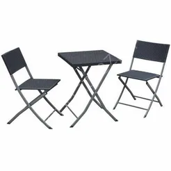 Komplet mebli balkonowych stolik składany kw.+ 2 krzesła antracyt