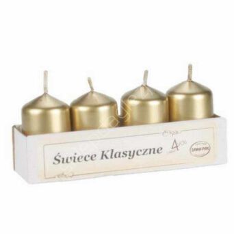 Świeca Walec 40*60 metalizowana złota 4szt