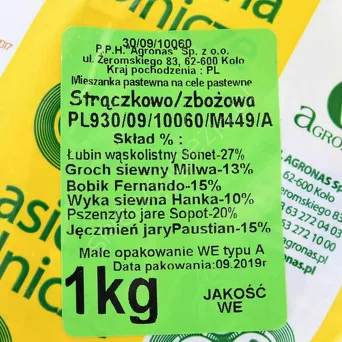 Mieszanka poplonowa strączkowo-zbożowa 1kg Agro