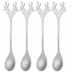 Łyżeczka świąteczna głowa renifera srebro 4szt