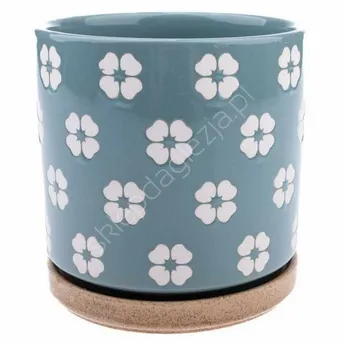 Doniczka cer zielona w kwiatki 15*15cm Dakls