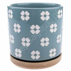 Doniczka cer zielona w kwiatki 15*15cm Dakls