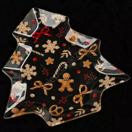 Talerz dekoracyjny szklany - choinka