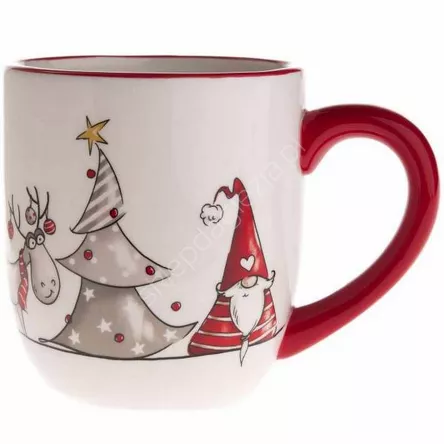 Kubek ceramiczny renifer, Mikołaj i choinka 550ml BN