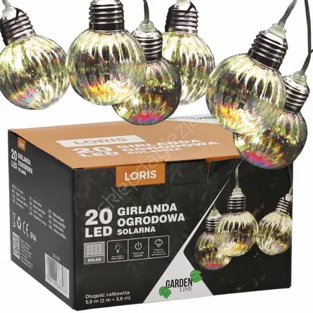 Lampa solarna girlanda dł. 2+3,8m 20LED zimny biały