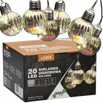 Lampa solarna girlanda dł. 2+3,8m 20LED zimny biały