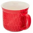 Kubek świąteczny prosty tłoczony Choinki czerwony 640ml