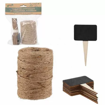 Tabliczka do opisu roślin 10szt+sznurek jutowy 60m