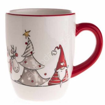 Kubek ceramiczny renifer, Mikołaj i choinka 350ml BN