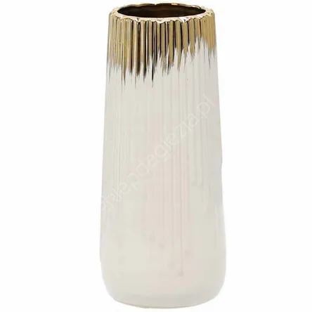 Wazon ceramiczny złoto-biały 10x10x25cm