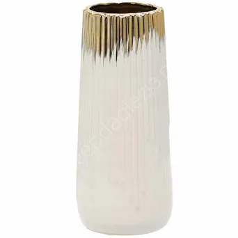 Wazon ceramiczny złoto-biały 10x10x25cm