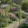 Pergola ogrodowa metalowa łuk, drabinka 150x37x240cm