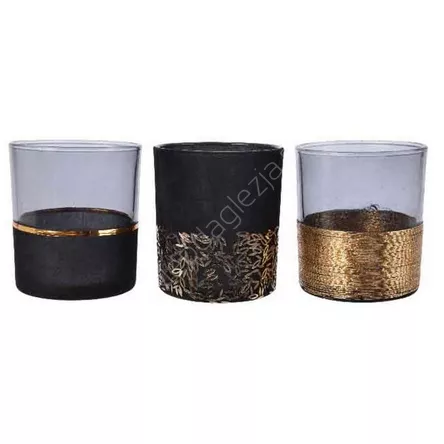 Świecznik szklany walec czarny 10cm