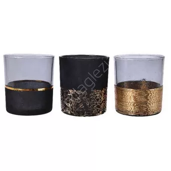 Świecznik szklany walec czarny 10cm