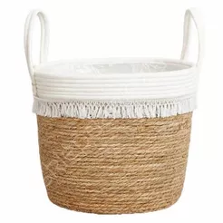 Wiklina Koszyk z trawy morskiej z frędzlami 32x25x28/38cm