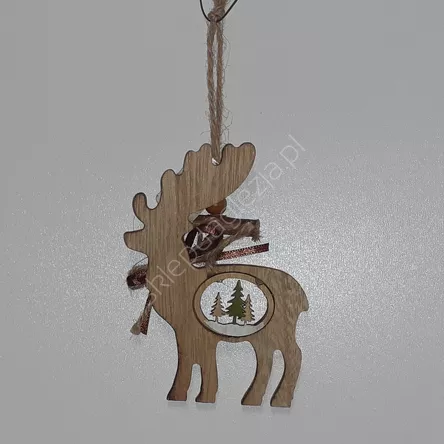 Zawieszka Renifer drewniany 1szt 8,5x12cm