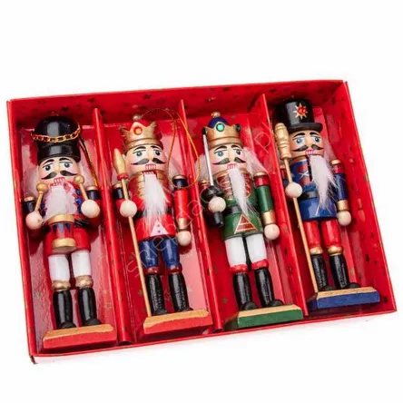 Dziadek do orzechów drewniany 12,5 cm  - zestaw 4 szt