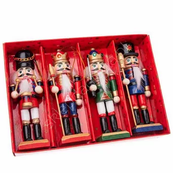 Dziadek do orzechów drewniany 12,5 cm  - zestaw 4 szt