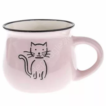 Kubek z kotem pudrowy róż 360ml