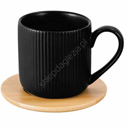 Filiżanka Alisa ze spodkiem bambusowym 260ml czarna