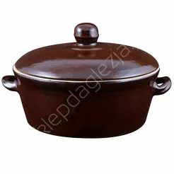 Garnek kamionka na smalec 0,8L  z pokrywką