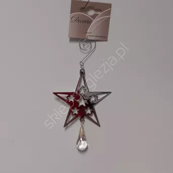 Zawieszka gwiazdka srebrna z kryształem 11cm