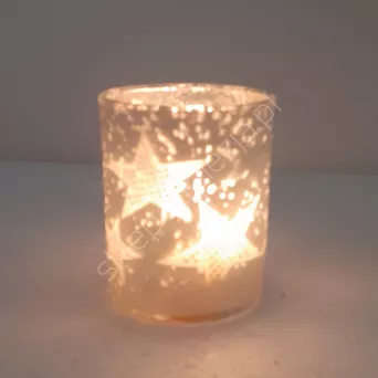 Świecznik szklany walec gwiazdka 7,5*8,5cm