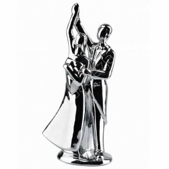 Figurka ceramiczna Para srebrna 9,5x5x20cm