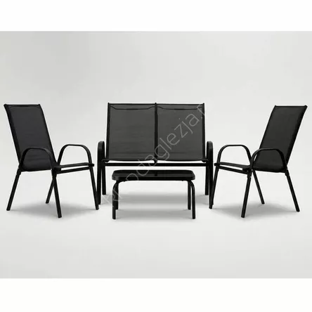 Komplet mebli tarasowych 2 fotele,sofa,stolik - czarny