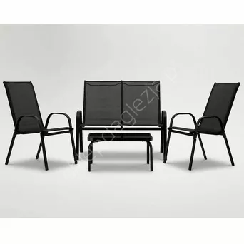 Komplet mebli tarasowych 2 fotele,sofa,stolik - czarny