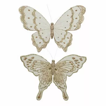 Klips Motyl złoty brokatowy 27cm
