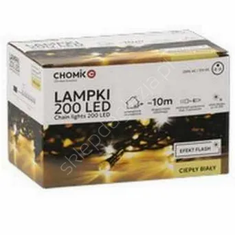 Lampki 200 LED białe ciepłe + zimny flash dł. 3+10m