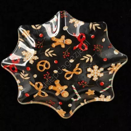 Talerz dekoracyjny szklany - płatek śniegu