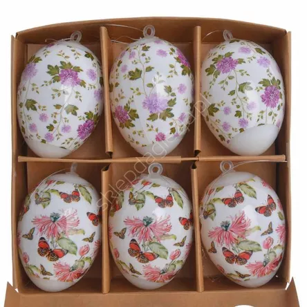 Pisanki zawieszki 6szt różowo czerwone