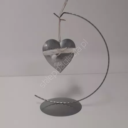Zawieszka Serce metalowe z kokardką 10cm