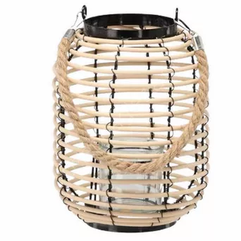 Lampion z wkładem szklanym 19x24cm czarno-naturalny