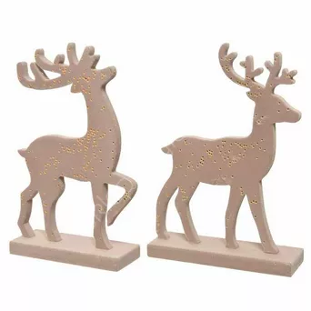 Renifer stojący na podstawie różowy 20,5cm