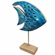 Ryba drewniana na podstawie niebieska 20x5x28cm